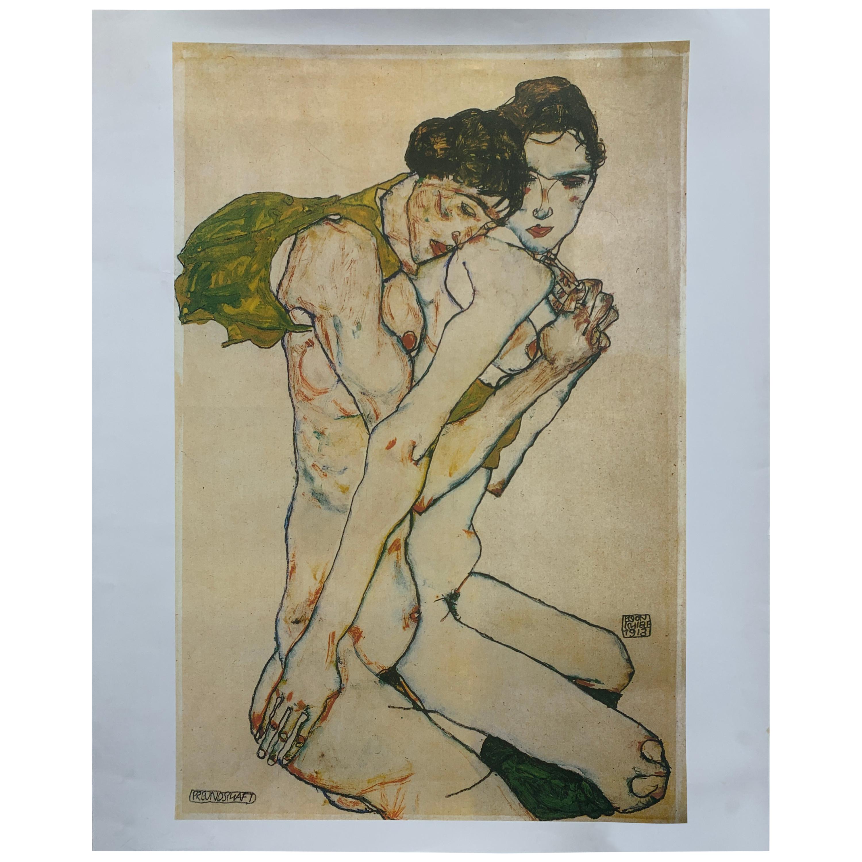 Print Impression "Couple Nu" by Schiele Egon