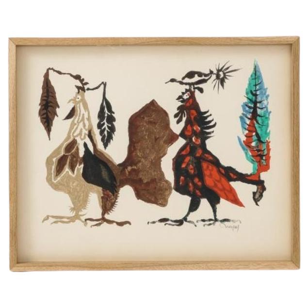 Print/Lithograph of Abstracted Birds by Jean Lurçat, c. 1950