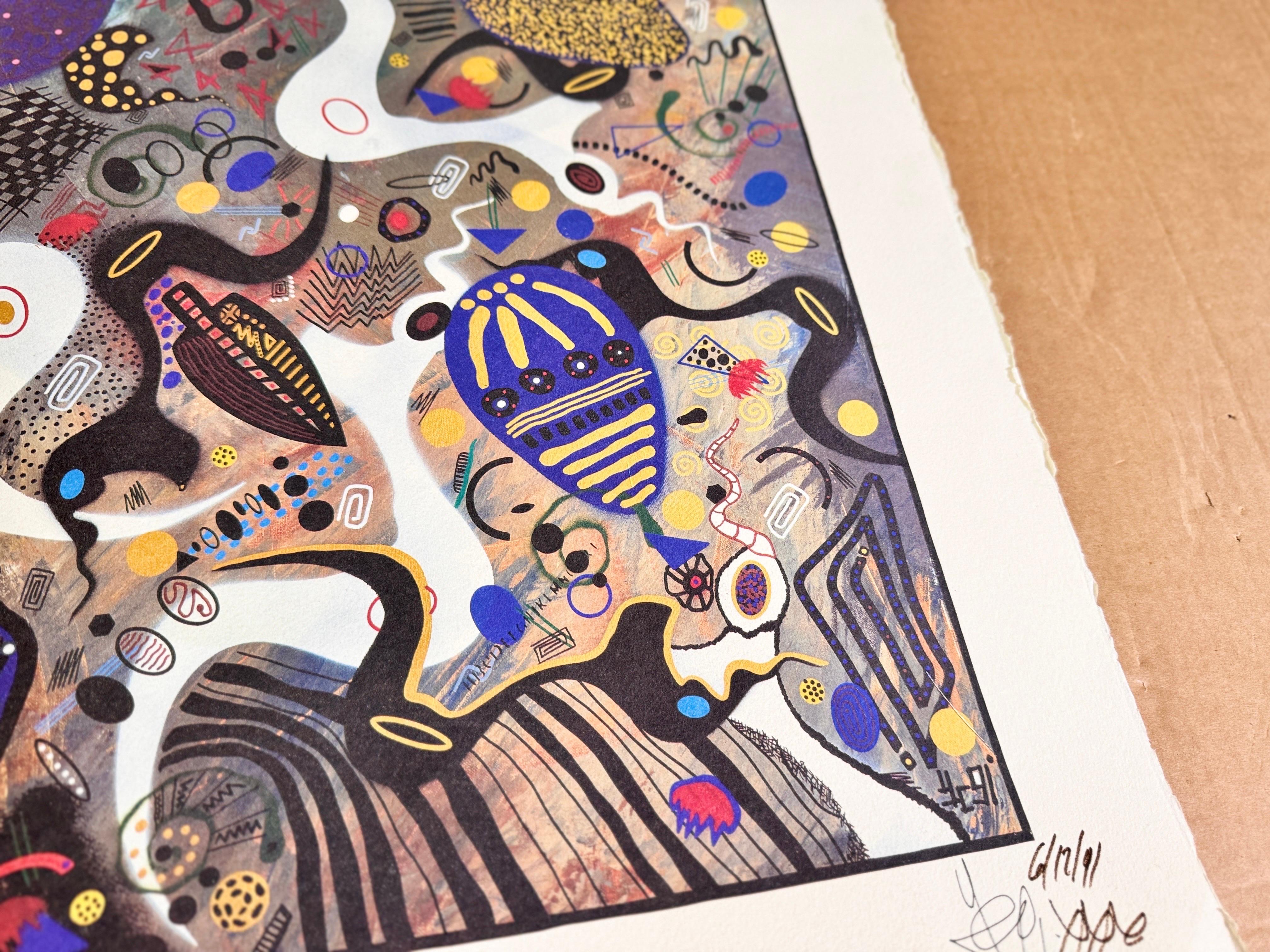 Print Modern Abstract Style blue color signed and Dated 19991 For Sale 5