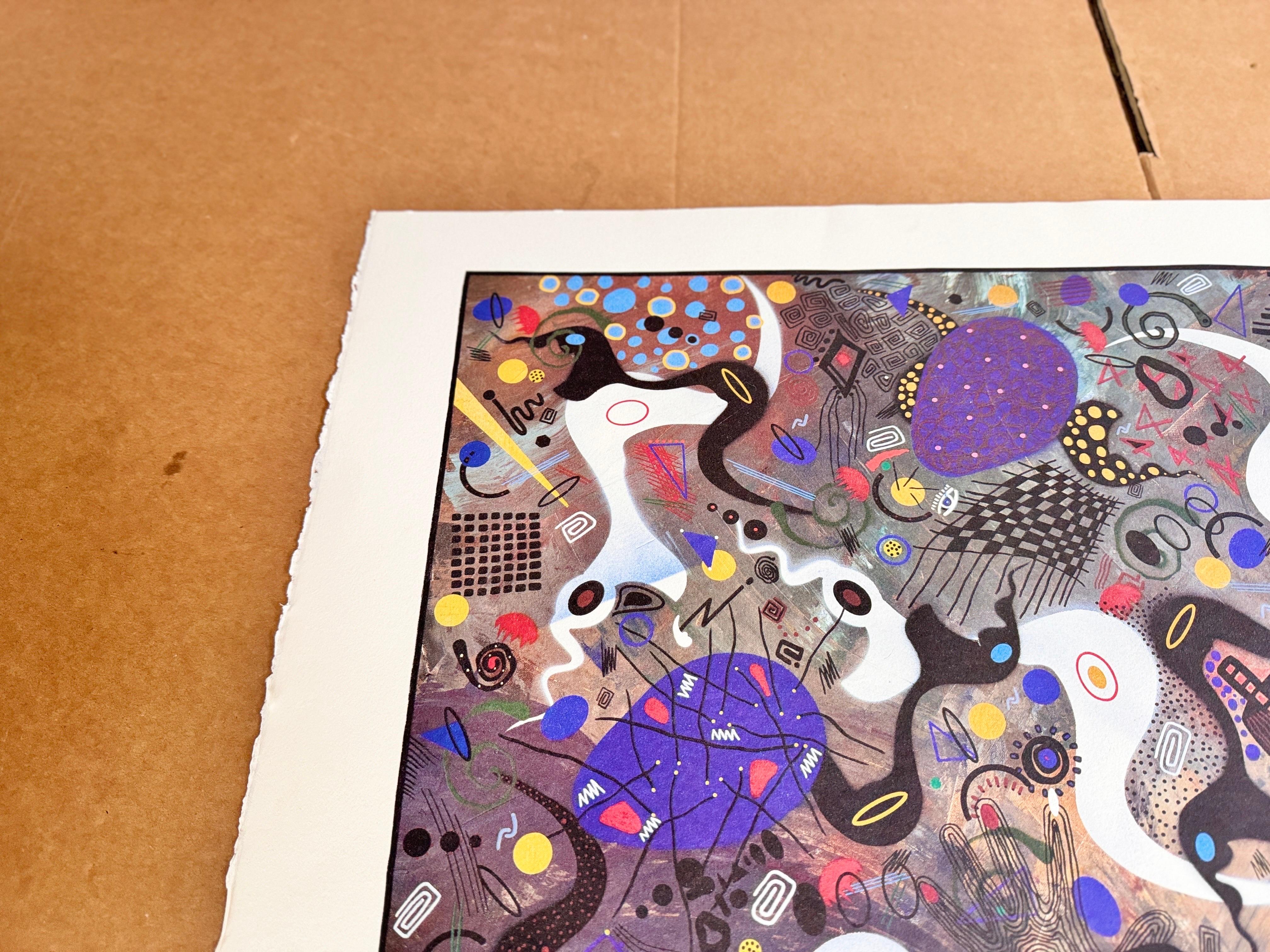 Print Modern Abstract Style blue color signed and Dated 19991 In Good Condition For Sale In Auribeau sur Siagne, FR