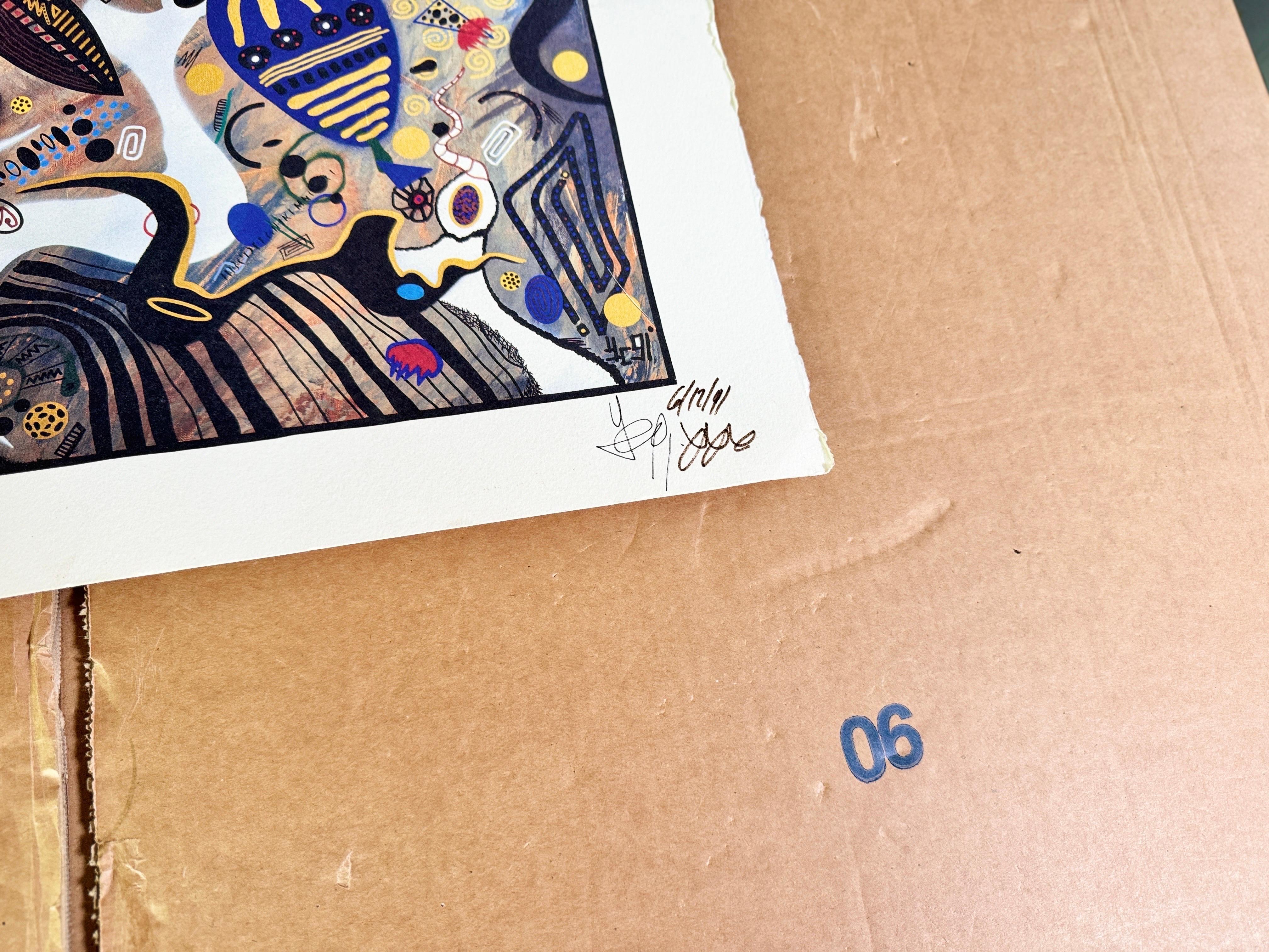 Print Modern Abstract Style blue color signed and Dated 19991 For Sale 2