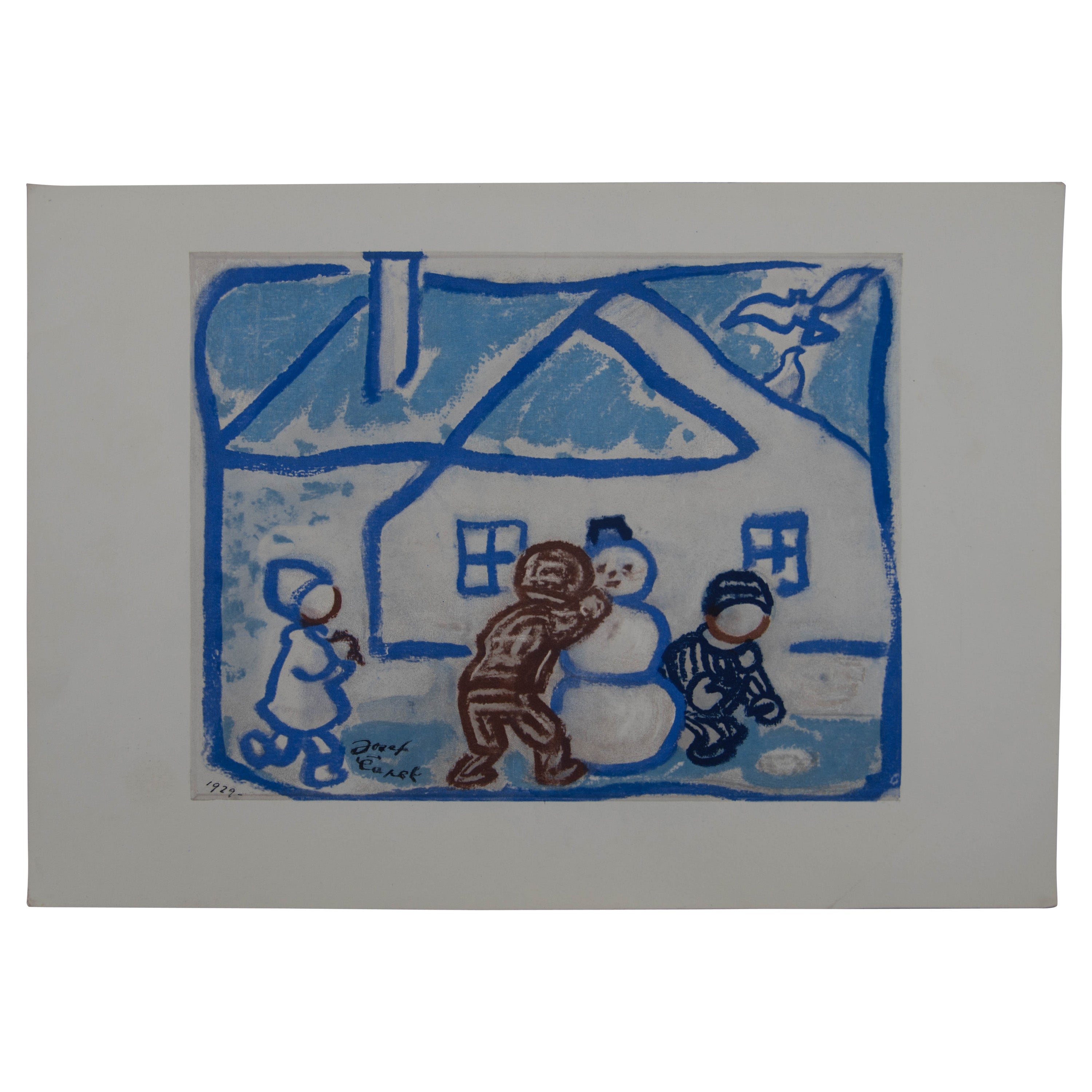 Print No.12 Snowman by Josef Capek, 1929 For Sale