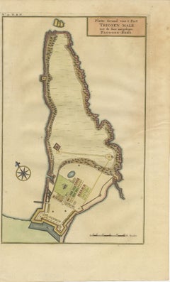 Print of a Dutch VOC Fort on the Peninsula Trincomalee, Ceylon (Sri Lanka), 1726