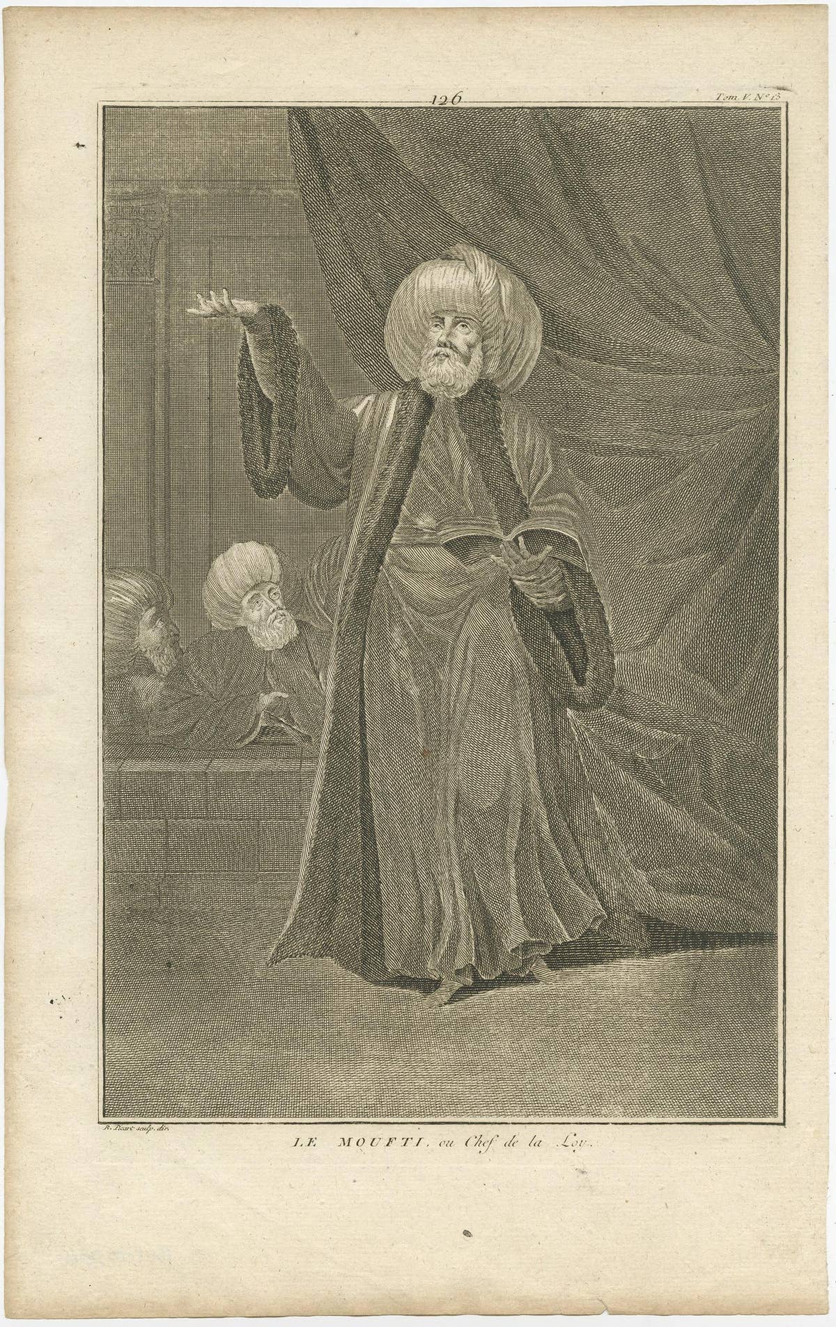 Print of a Mufti or Sunni Islamic Scholar, an Interpreter of Islamic Law, c.1725