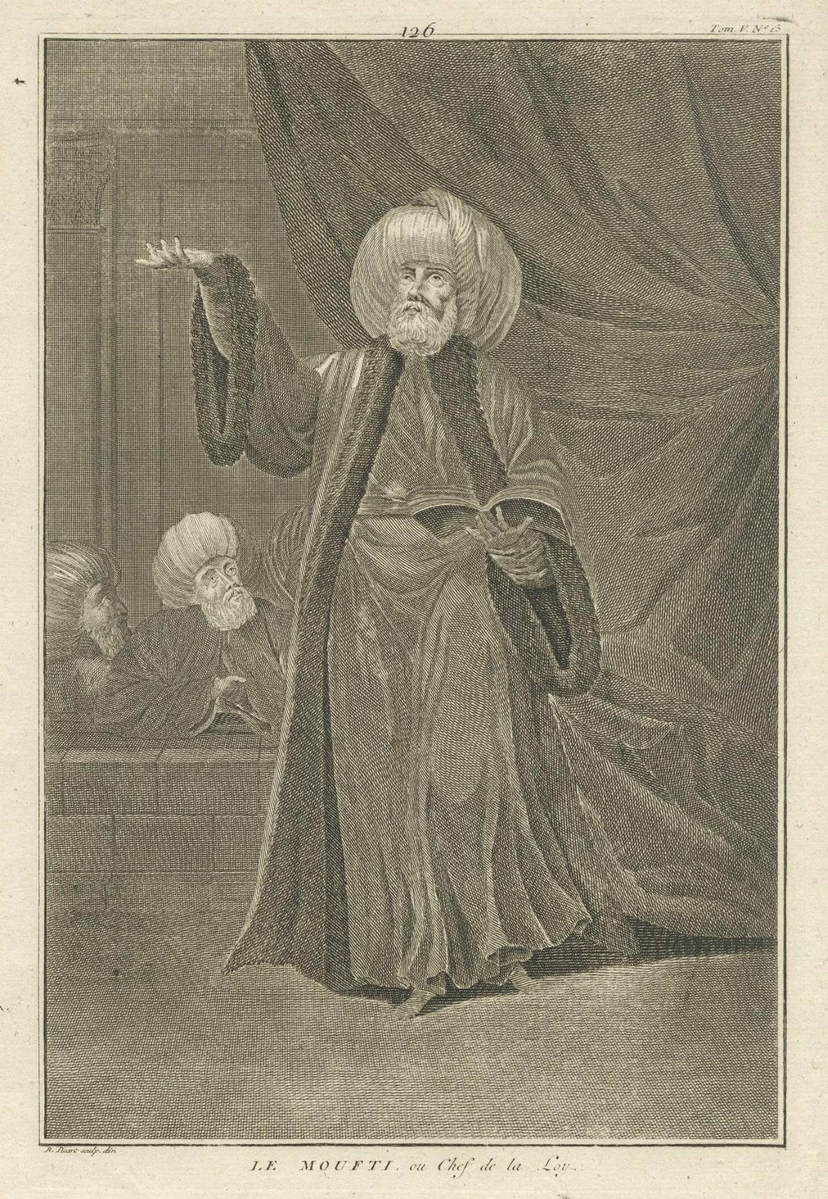 Print of a Mufti or Sunni Islamic Scholar, an Interpreter of Islamic Law, c.1725