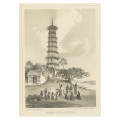 Druck einer Pagode auf der Pazhou-Insel auf Haizhu, Guangzhou, Guangdong, China, 1856