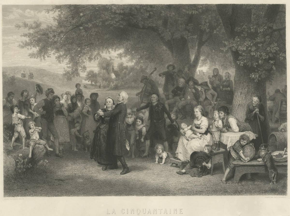 Print of an Elderly Couple, Celebrating Their Fiftieth Wedding Anniversary, 1873