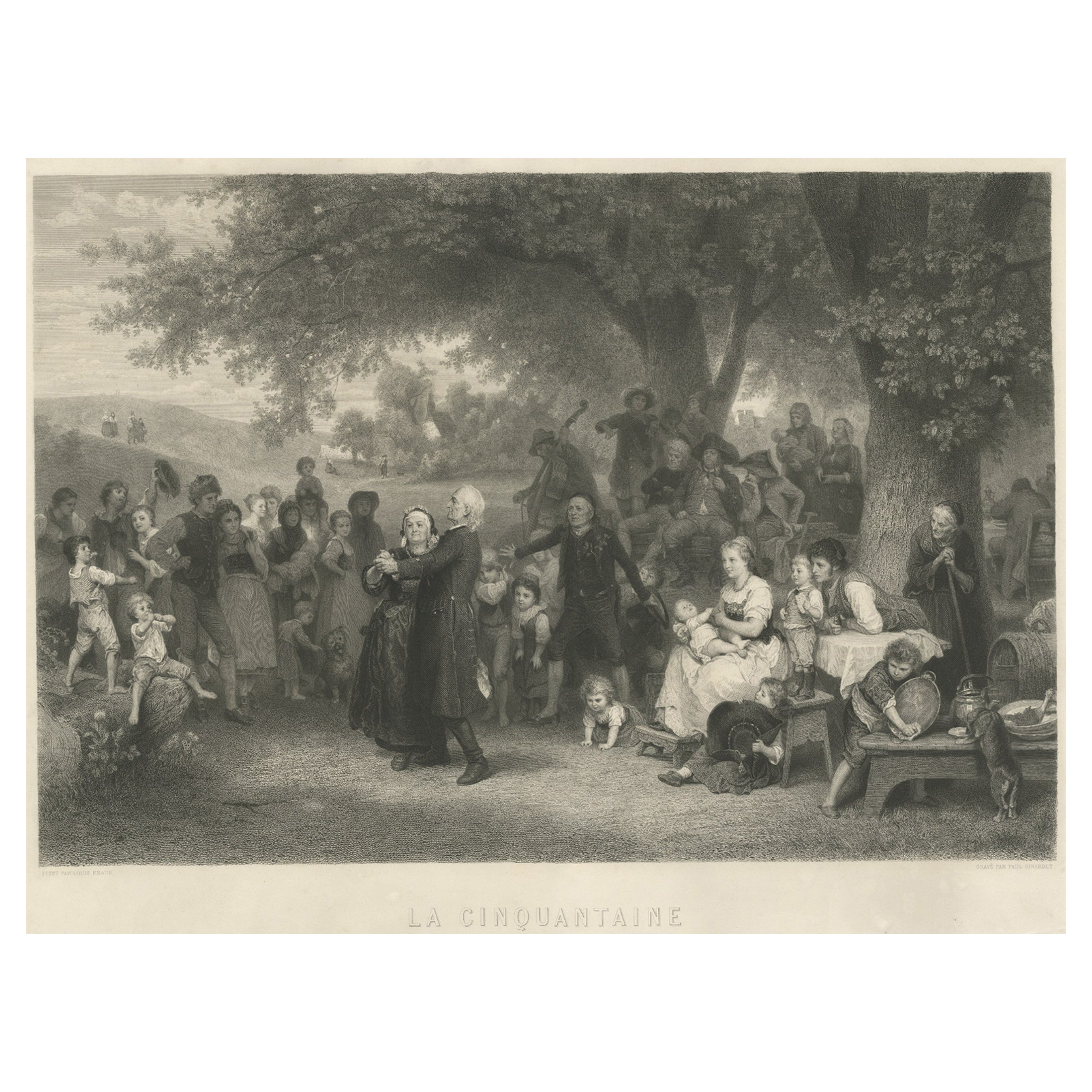 Druck eines älteren Paares anlässlich des fünfundzwanzigsten Hochzeitstages des Paares, 1873 im Angebot