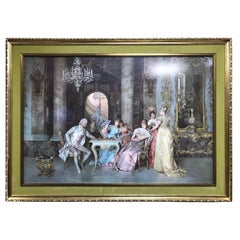 Print of Aristocratic Drawing Room Scene Set in Gilt Frame