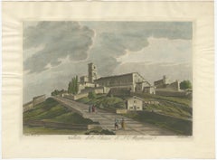 Print of Basilica of Santa Margherita Near Tuscan Town of Cortona, Italy, c.1800