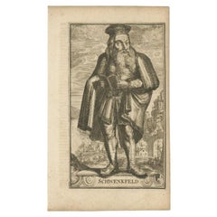 Grabado de Caspar Schwenkfeld, teólogo, escritor y predicador alemán de Silesia