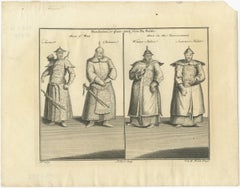 Print of Chinese and Tartar Warriors & Government Officers in Costume, 1746