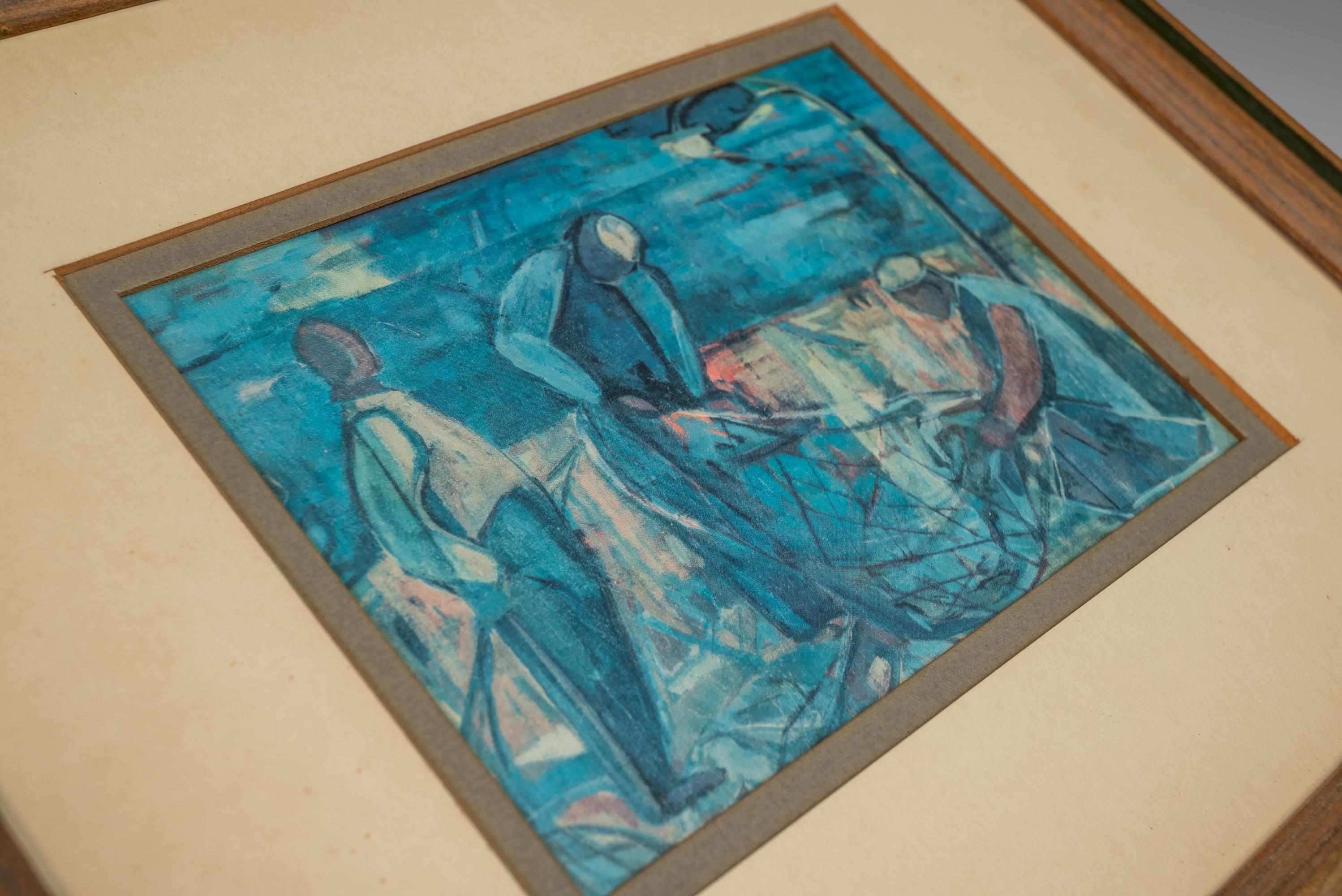 Print of 'Fisherman', Israeli Artist Margot Lange Ascheim,  West Germany, 1960's For Sale 5