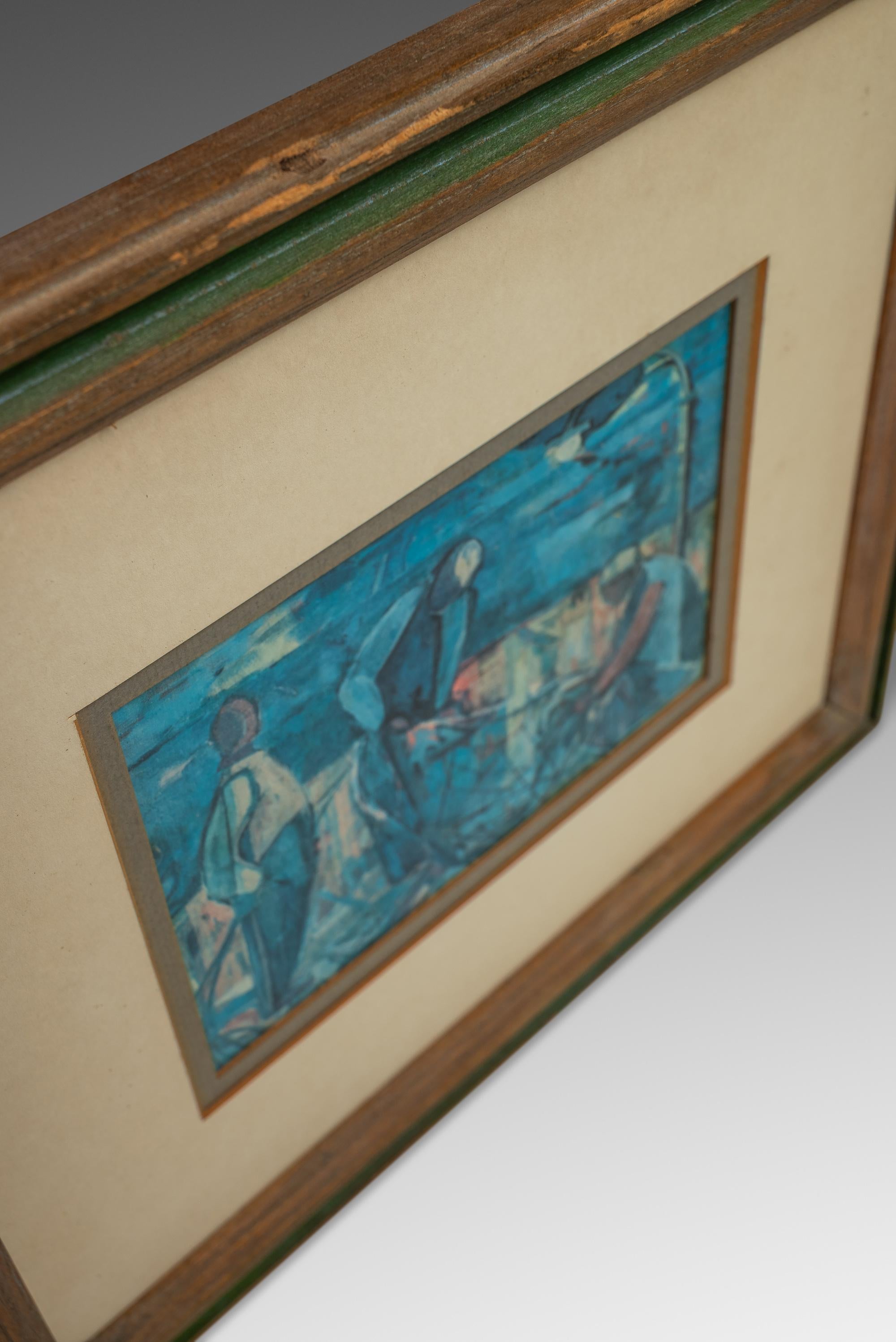Print of 'Fisherman', Israeli Artist Margot Lange Ascheim,  West Germany, 1960's For Sale 7