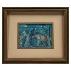 Print of 'Fisherman', Israeli Artist Margot Lange Ascheim,  West Germany, 1960's