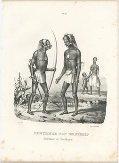 Print of Inhabitants of Vanikoro, Santa Cruz Islands, the Solomon Islands, c1845