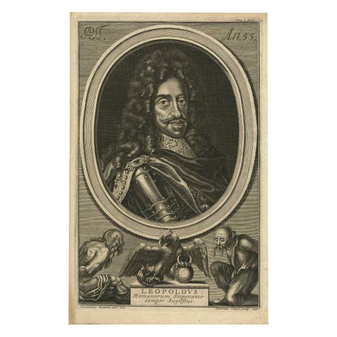 Print of Leopold I, Holy Roman Emperor, King of Hungary, Croatia & Bohemia, 1695