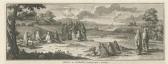 Print of Mourning of Greek Widows in Rama and Baptism in The River Jordan, 1730