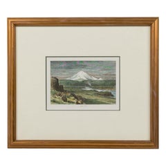 Print of Mt. Hood in White Matting and Gilt Frame