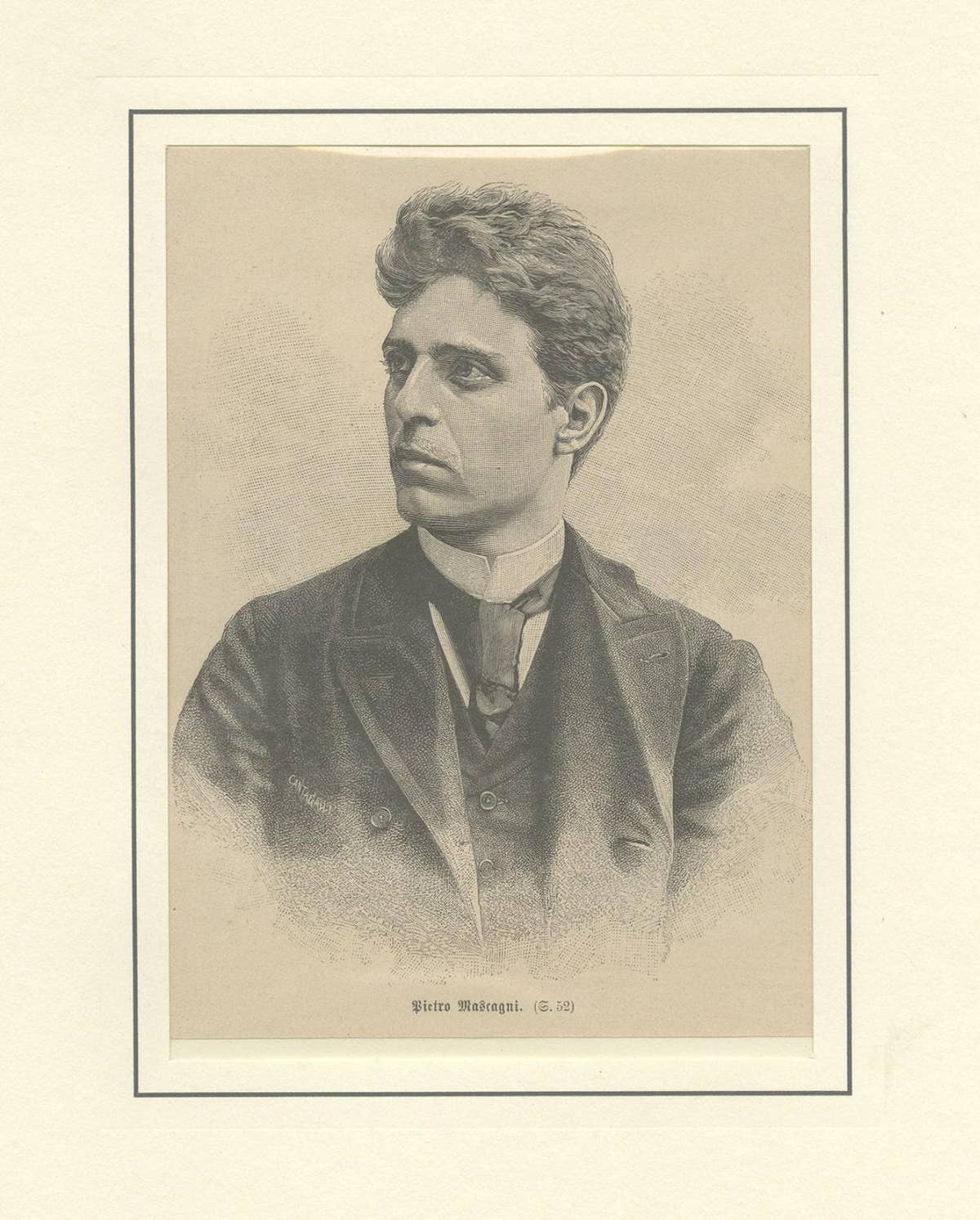 Print of Pietro Mascagni, Italian Composer Primarily Known for his Operas, 1892
