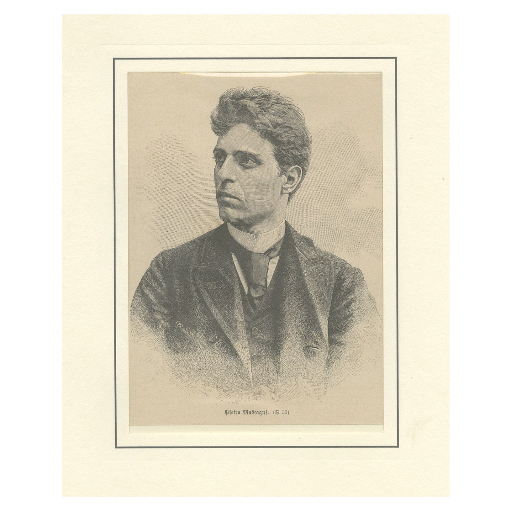 Druck von Pietro Mascagni, italienischer Komponist, der vor allem für seine Opern bekannt ist, 1892