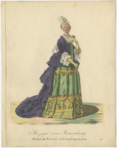 Antique Print of the Duchess of Braunschweig or Brunswick and Lunebourg, Germany, 1805