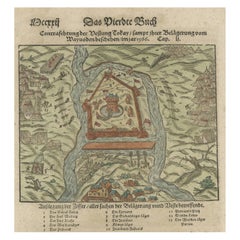 Print of the Fortress Julaof Tokay, Hungary, Surrounded by Turkish Troops, c1580