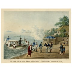 Impression du plat à dîner français au settlement portugais de Dille, Timor, 1825