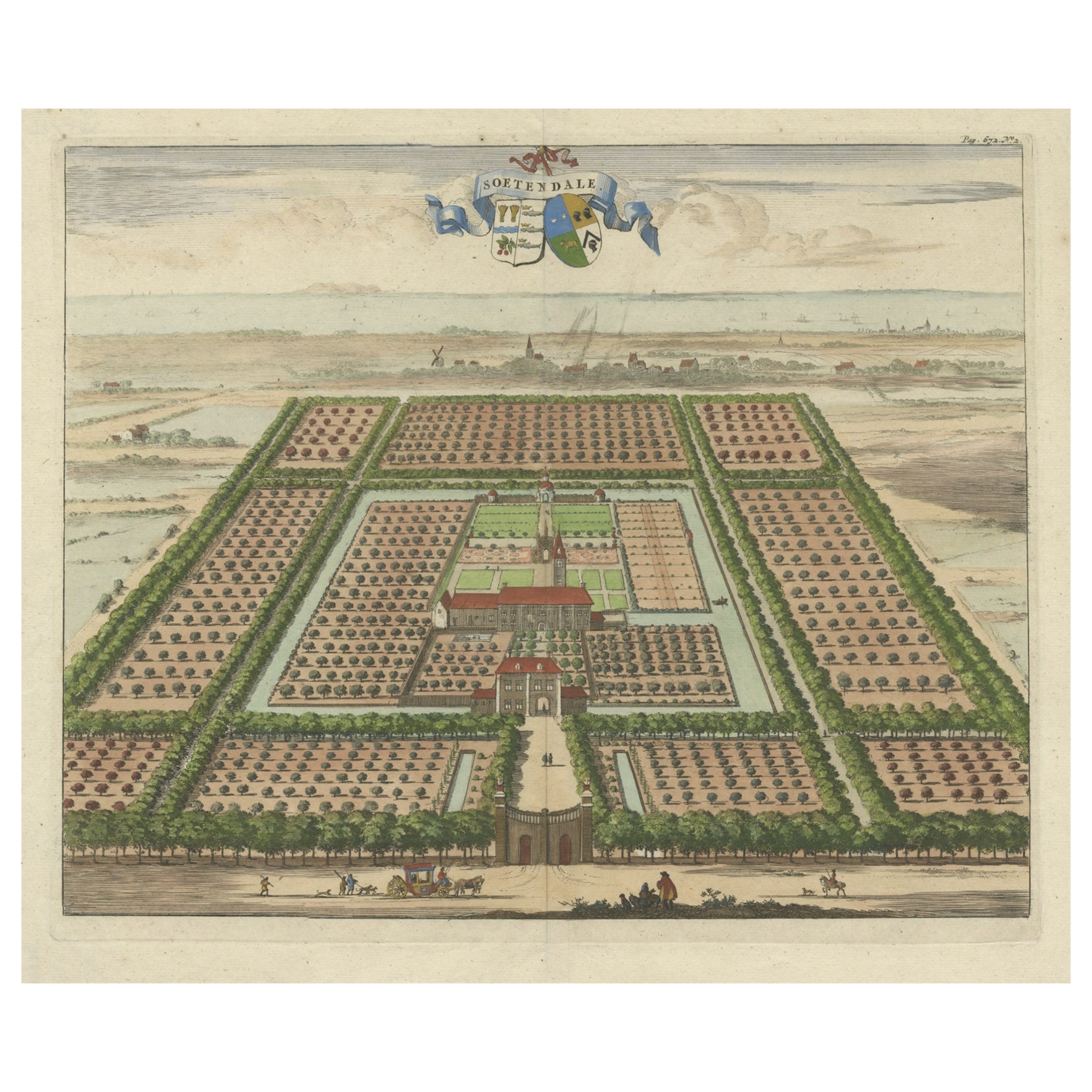 Druck des Soetendale-Anwesens, Zwischen Grijps und Serooskerke in Zeeland, 1696