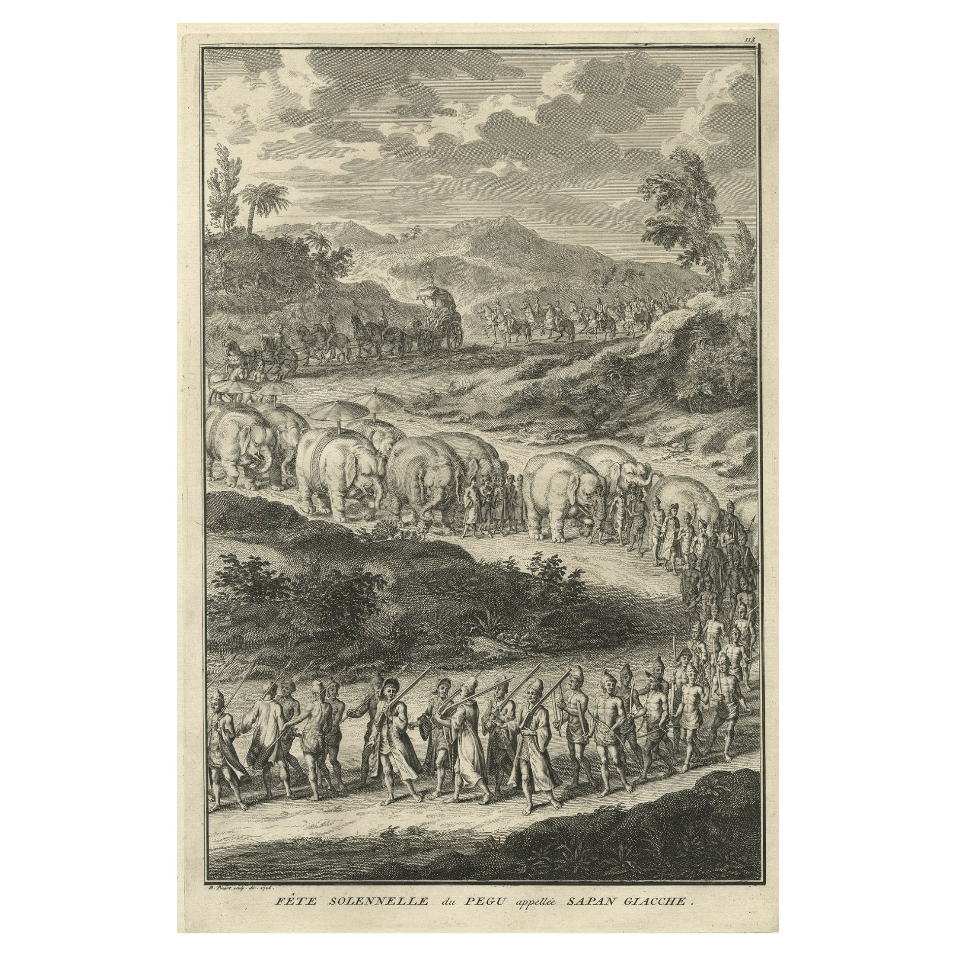 Druck des Solemn-Gedenks Sapan Giacche in Pegu, Burma, Myanmar, 1725