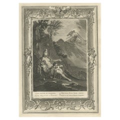 Zeichnung von Wassernymphe Clytia, Tochter von Oceanus, die in eine Sonnenblume taucht, 1733