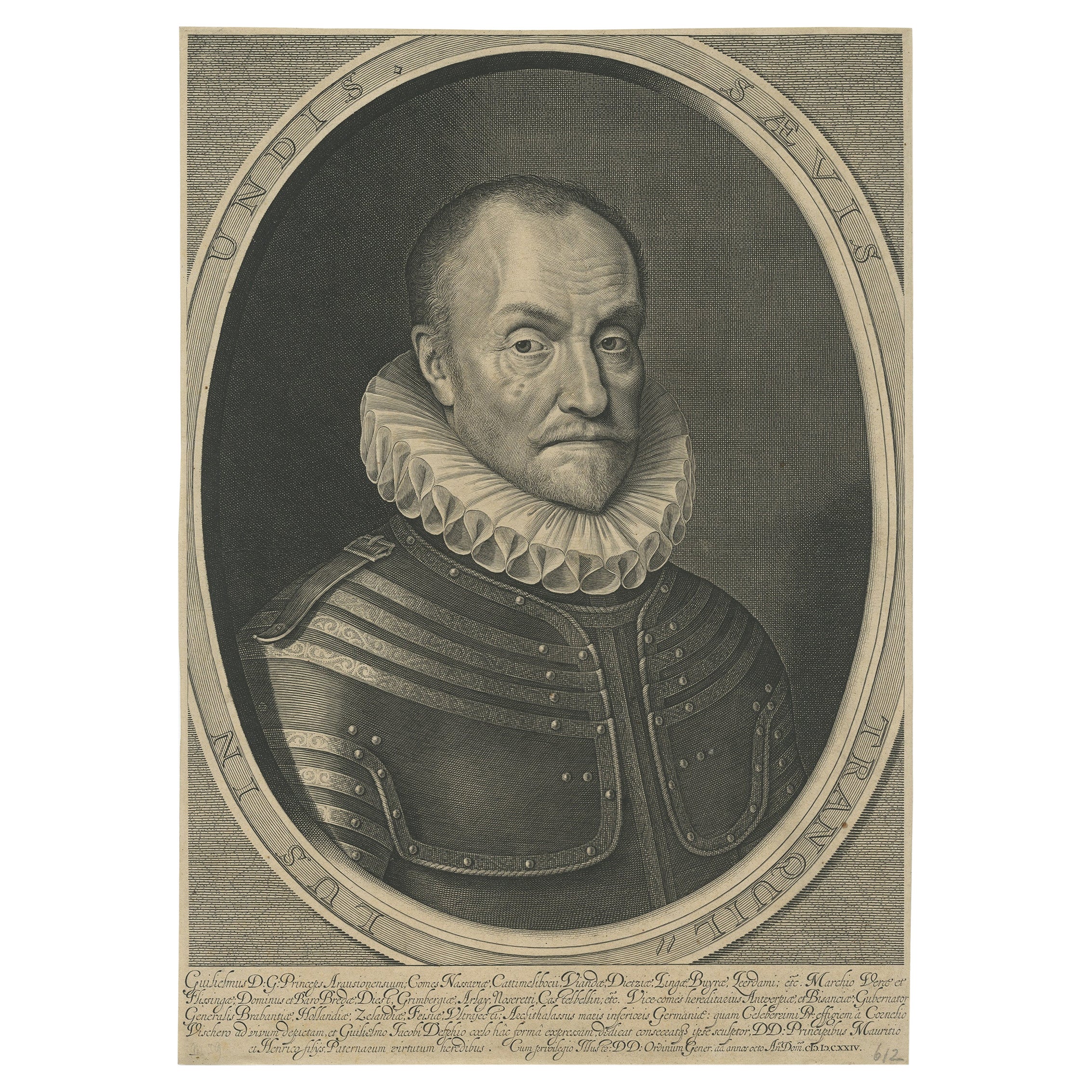 Impression de Guillaume d'Orange, chef de la révolution néerlandaise contre les Espagnols, 1624