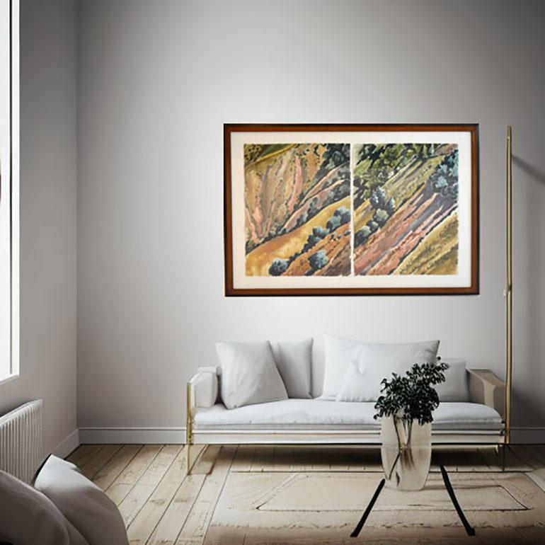 Druck auf Papier von Catherine Kernan 'Oaxaca Hillside' 1989 Monotypie Diptychon USA im Angebot 2
