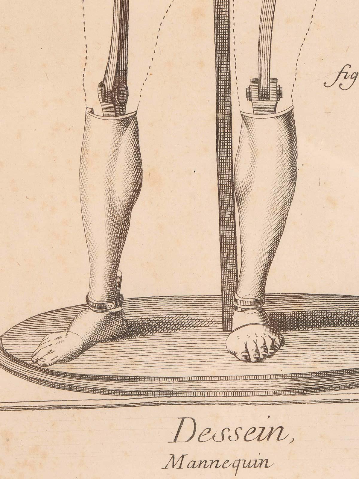 Druck auf Papier mit einer Darstellung eines Dummy, Italien 1750-1800.  im Angebot 1
