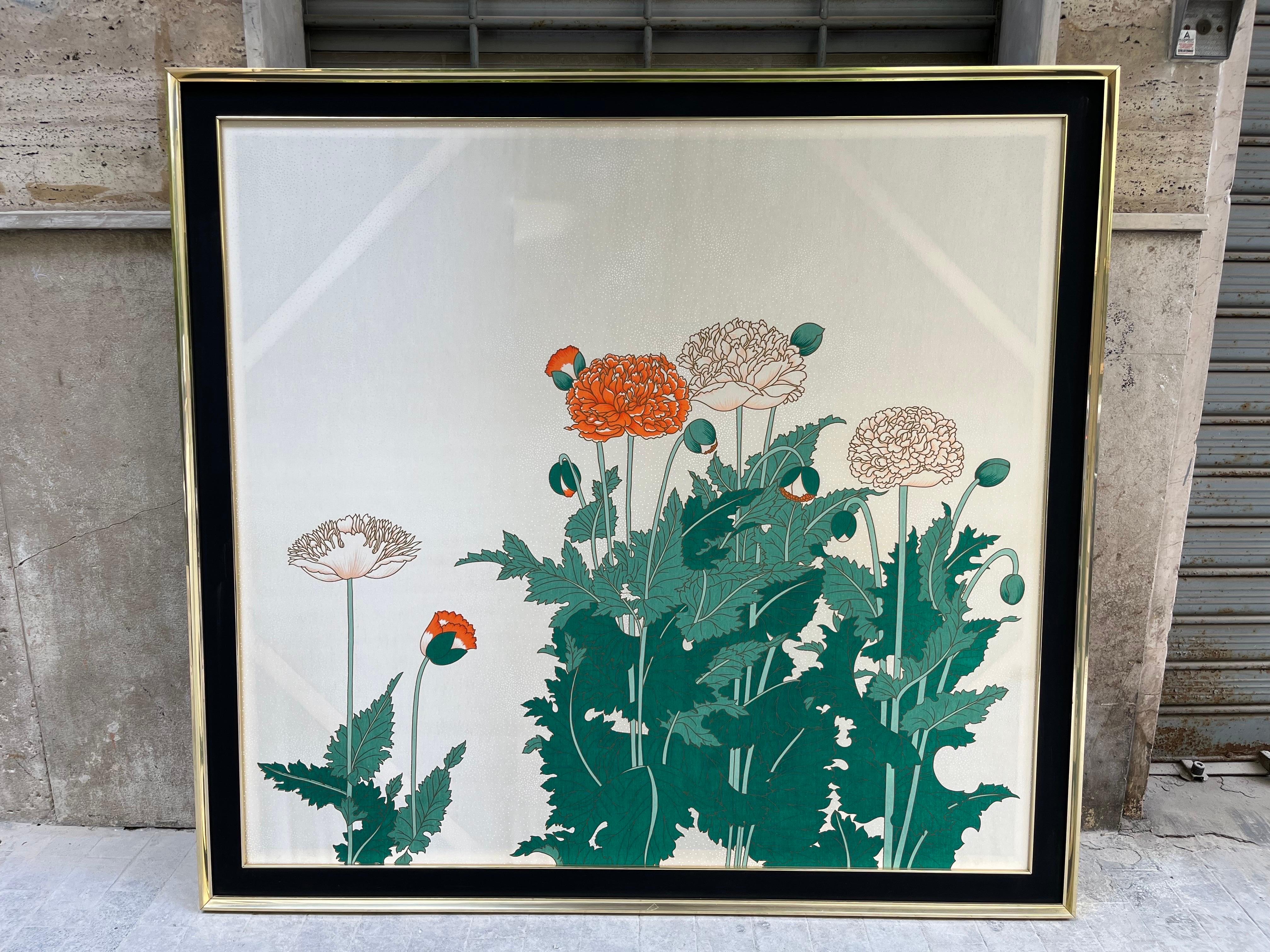 Print on Silk Brass Frame TopVintage Design 1970s 

Perfect condition 

Very cool.