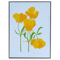 Print Pair Buttercups Poppies Yellow Red