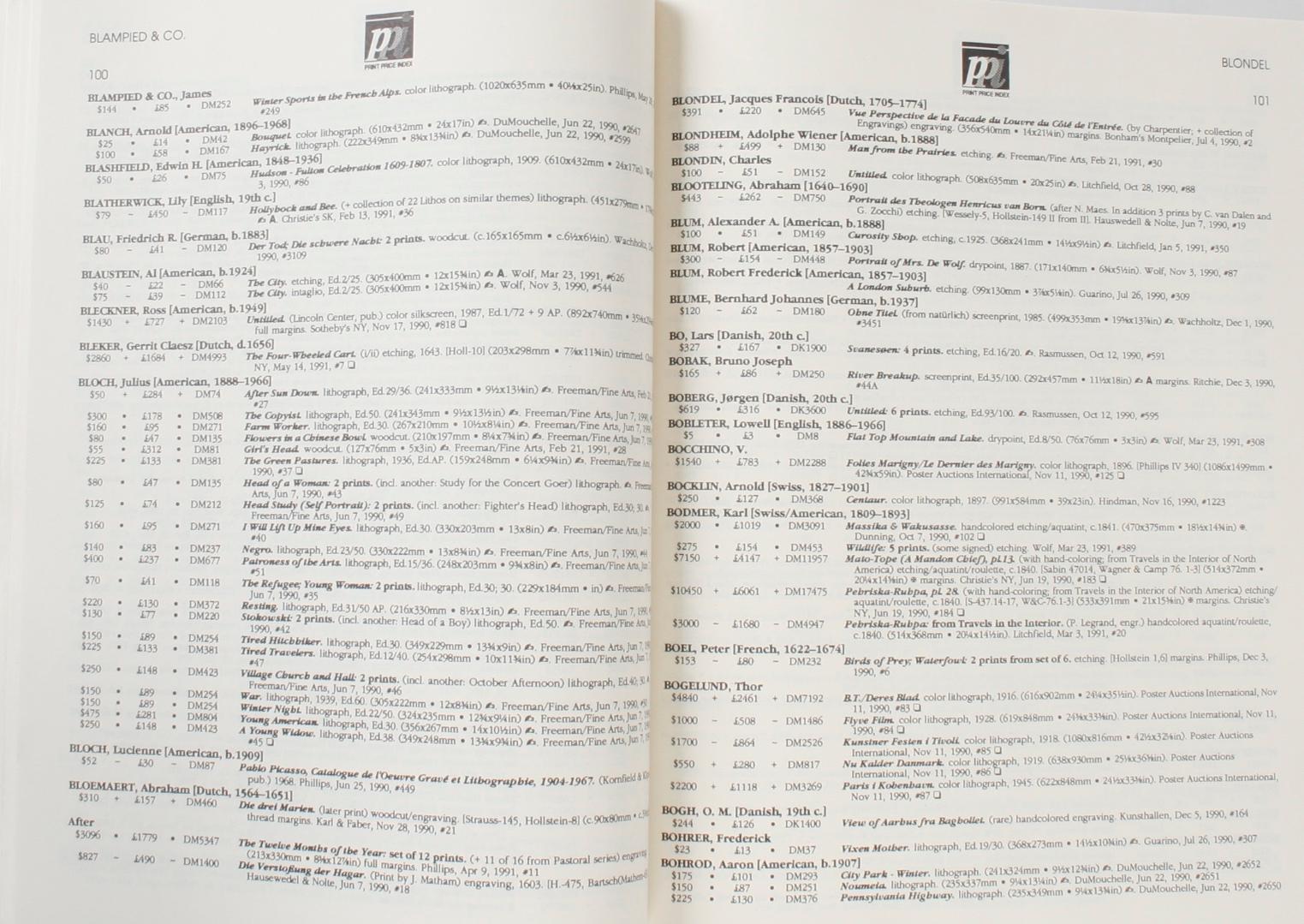 Índice de precios de impresión 92: Temporada de subastas 1990-1991 de Peter Falk en Bueno estado para la venta en valatie, NY
