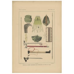 Antique Print Weapons and Tools of Roti & Sawoe 'Indonesia' by Temminck, circa 1840