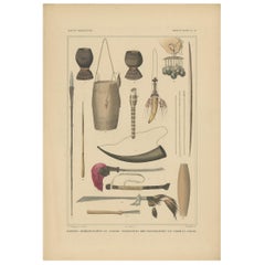 Print Weapons and Tools of Timor & Solor 'Indonesia' by Temminck, circa 1840