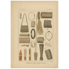 Antique Print with Items of Papua 'New Guinea, Indonesia' by Temminck, circa 1840