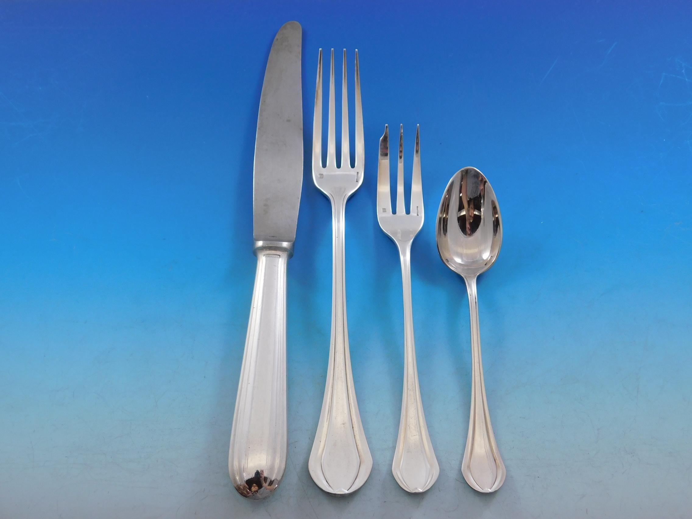 Printania by Christofle France Silverplate Flatware Service Set 106 Pcs Dinner In Good Condition For Sale In Big Bend, WI