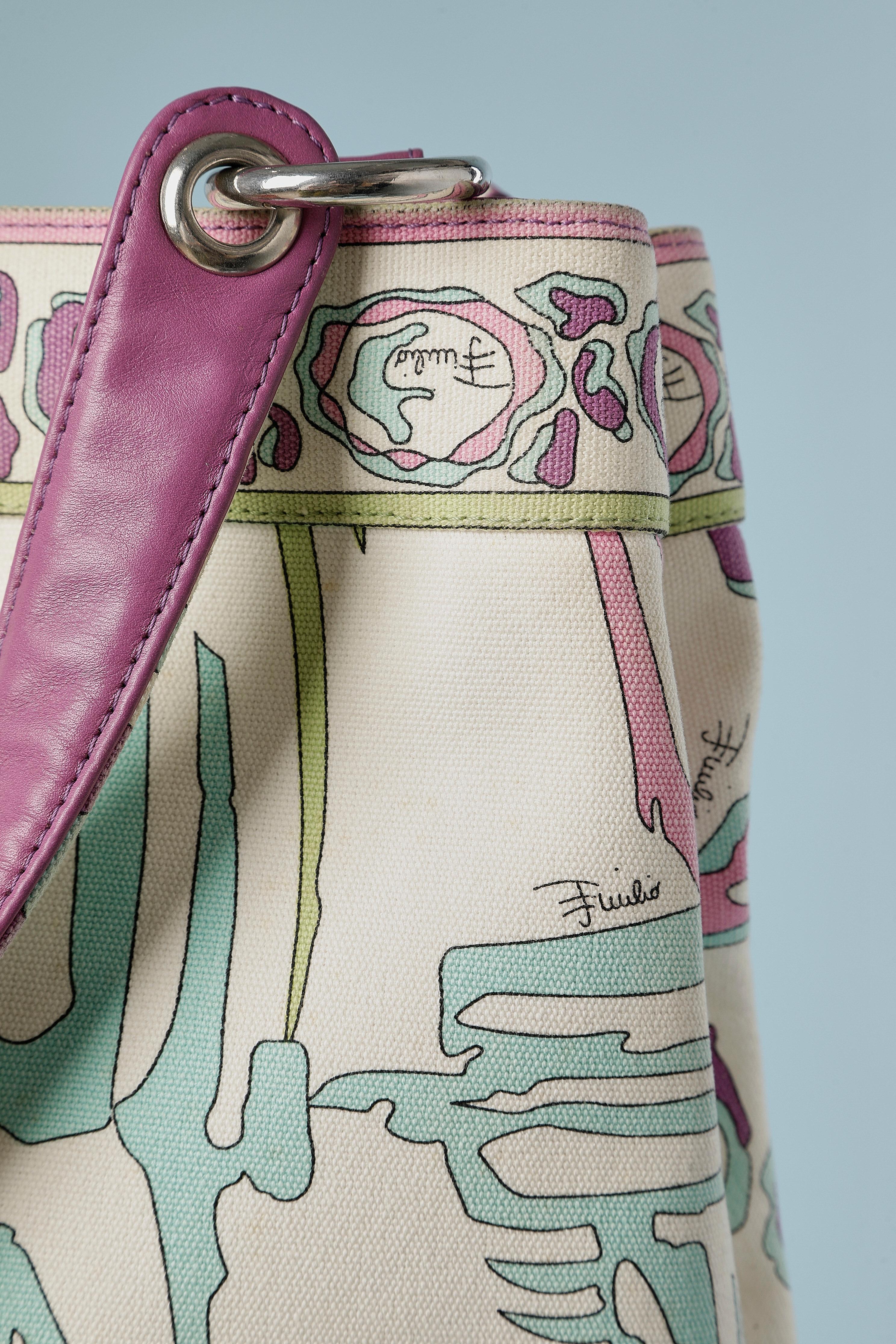 Bedruckte und markierte Handtasche aus Segeltuch Emilio Pucci  (Grau) im Angebot