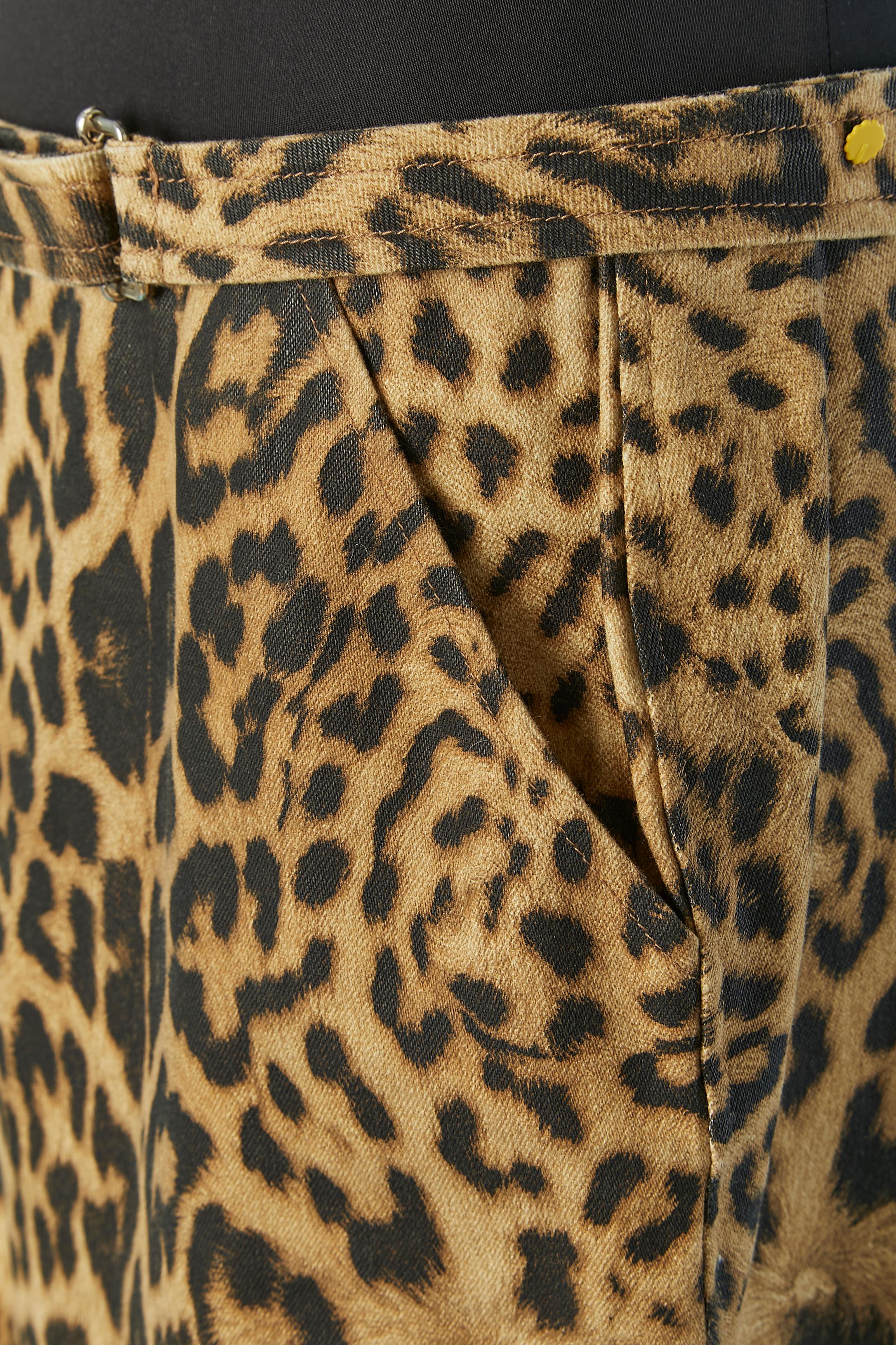 Brown Printed and branded skirt with wrapped belt Roberto Cavalli For Sale