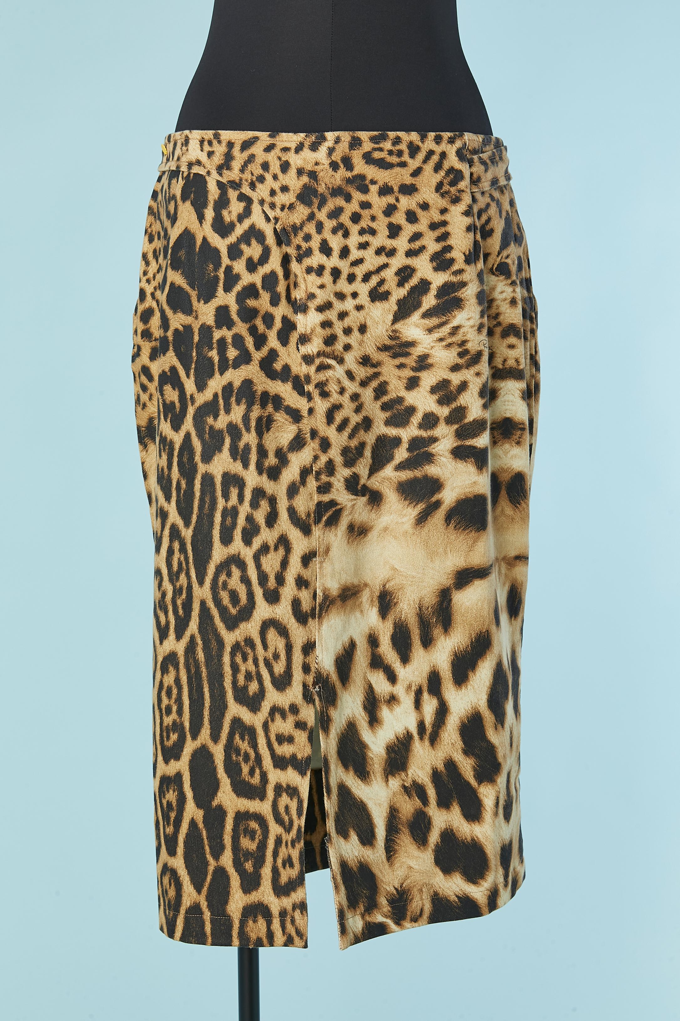 Women's Printed and branded skirt with wrapped belt Roberto Cavalli For Sale