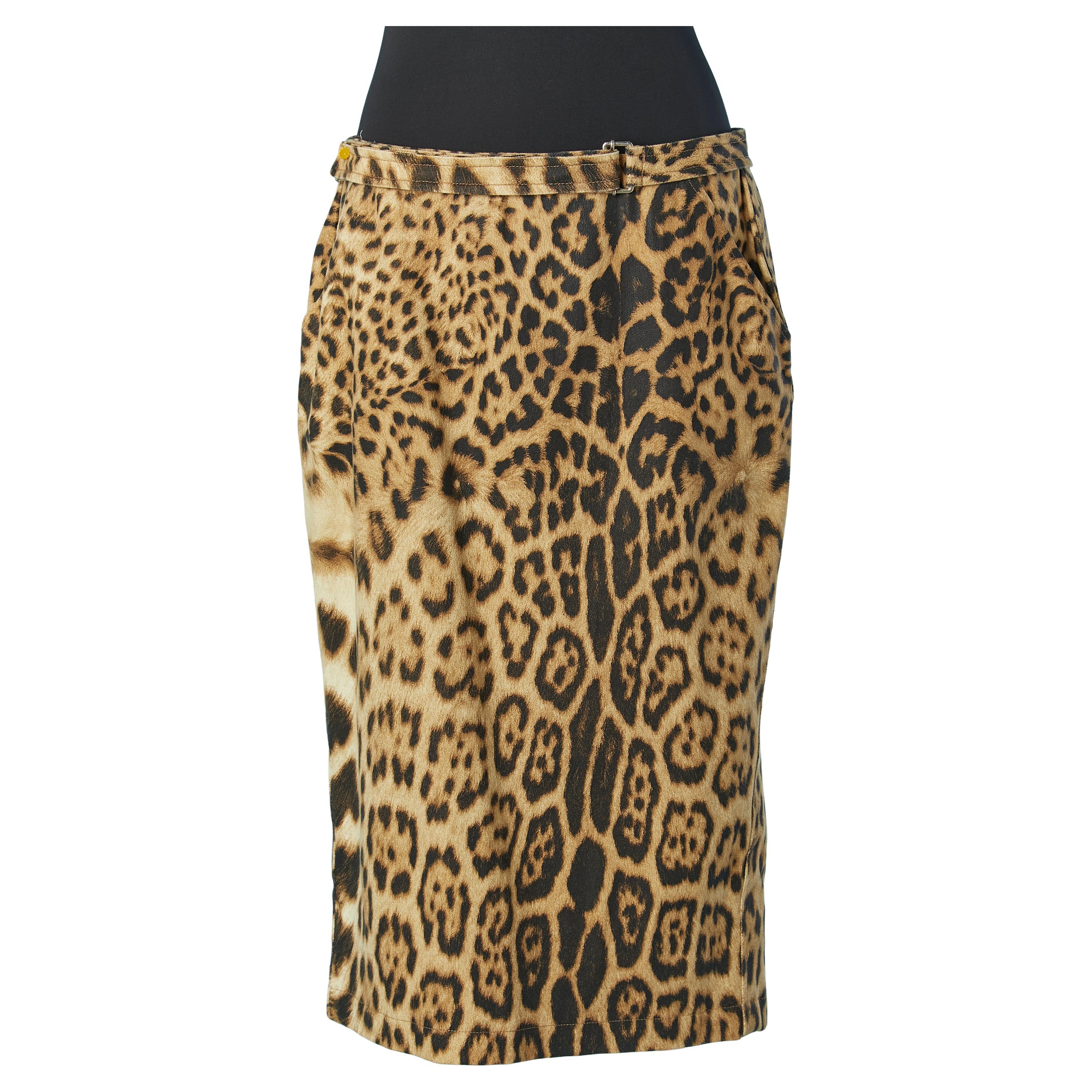 Printed and branded skirt with wrapped belt Roberto Cavalli For Sale