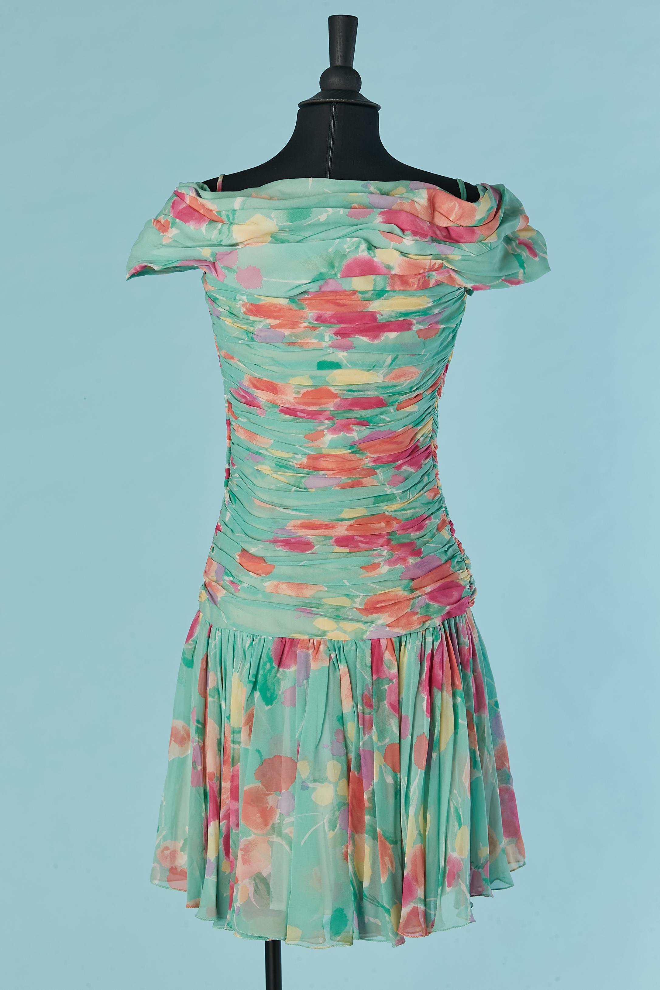 Robe de cocktail imprimée et drapée DIOR 2 en vente 1