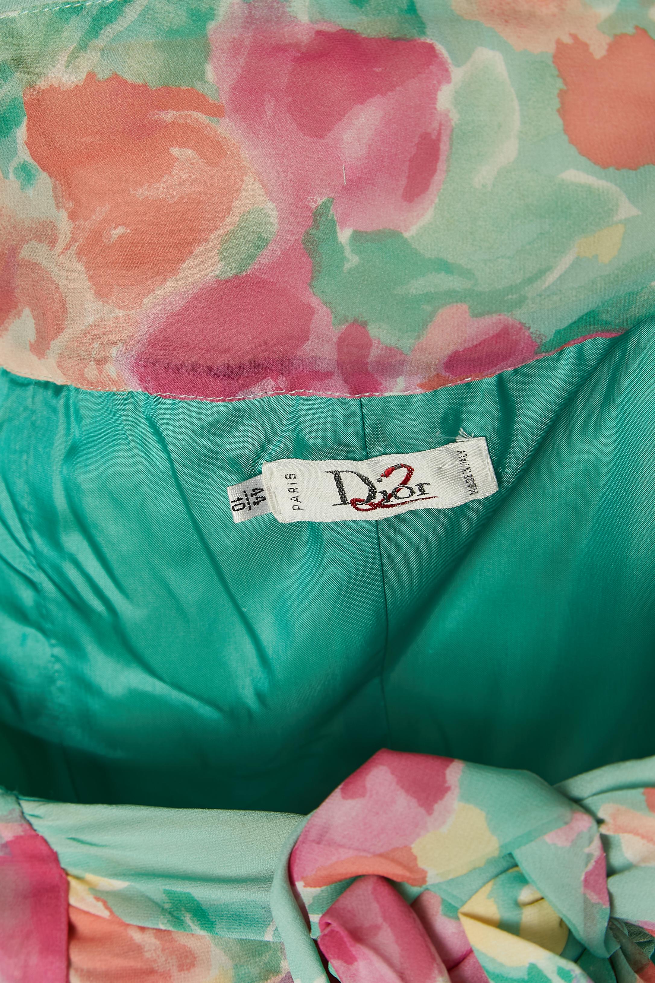 Robe de cocktail imprimée et drapée DIOR 2 en vente 2