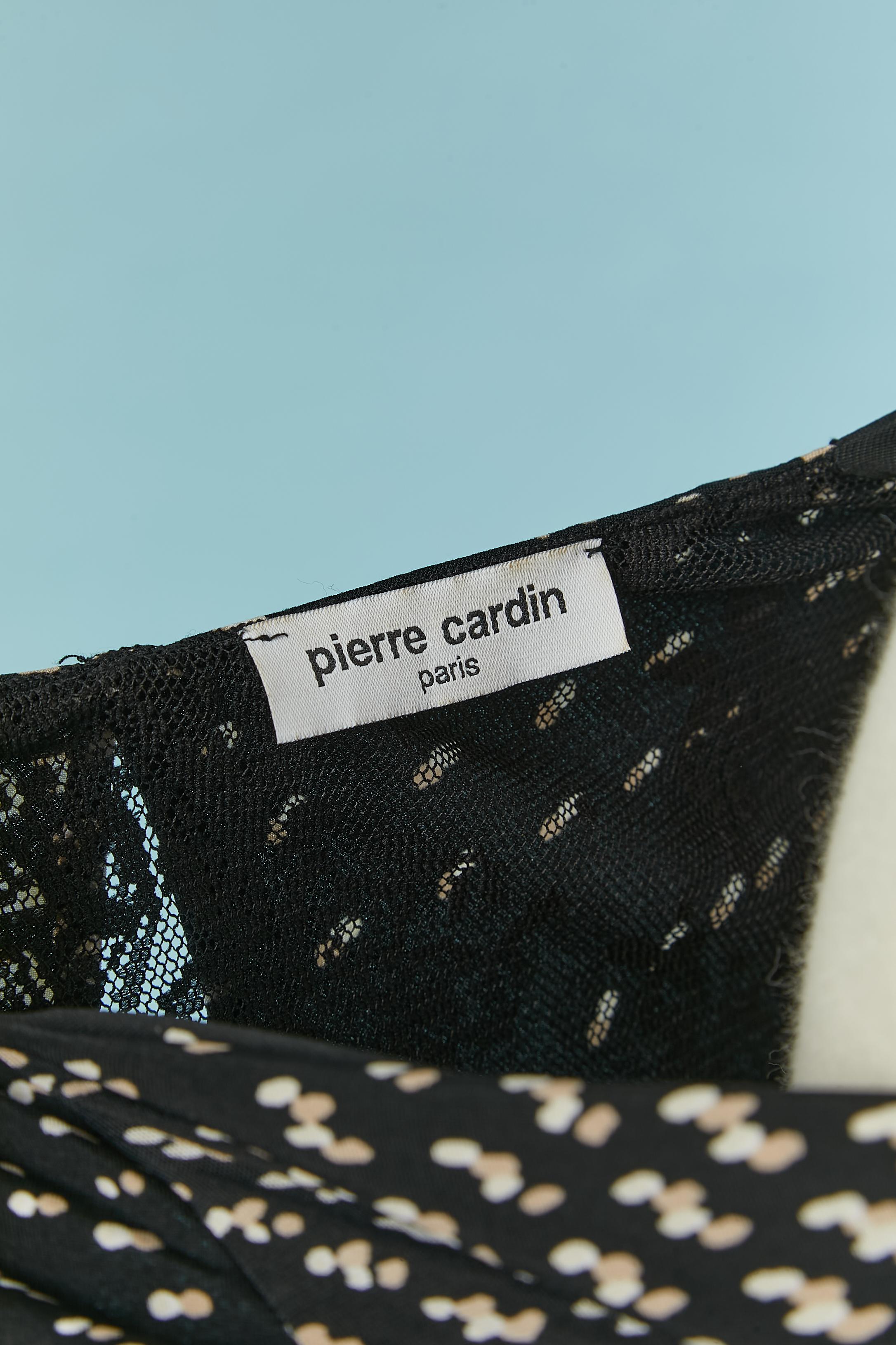 Printed and draped jersey dress with lace lining Pierre Cardin For Sale 2