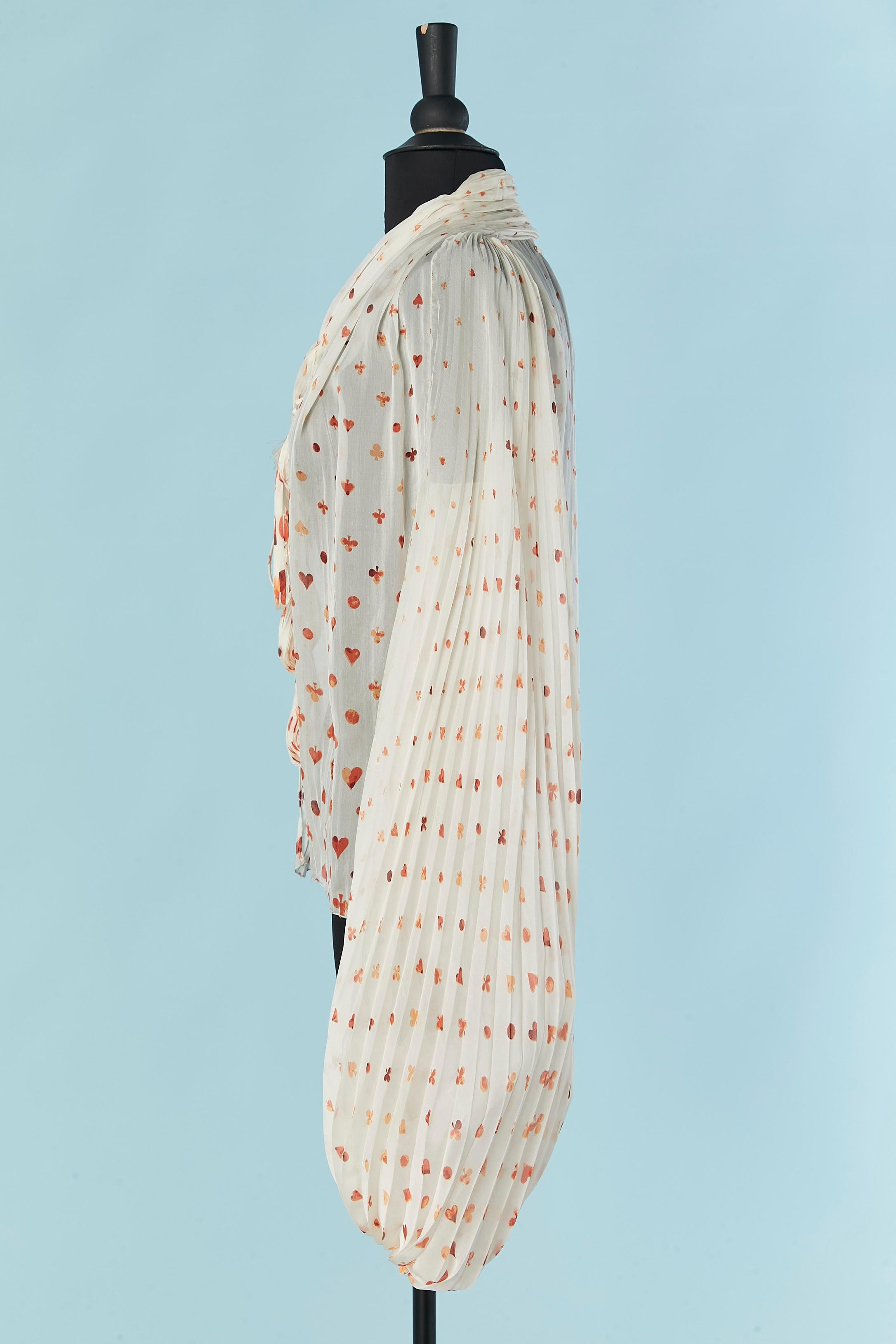 Bedrucktes und plissiertes Hemd aus durchsichtigem Seidenchiffon JEAN -PAUL GAULTIER im Zustand „Hervorragend“ im Angebot in Saint-Ouen-Sur-Seine, FR