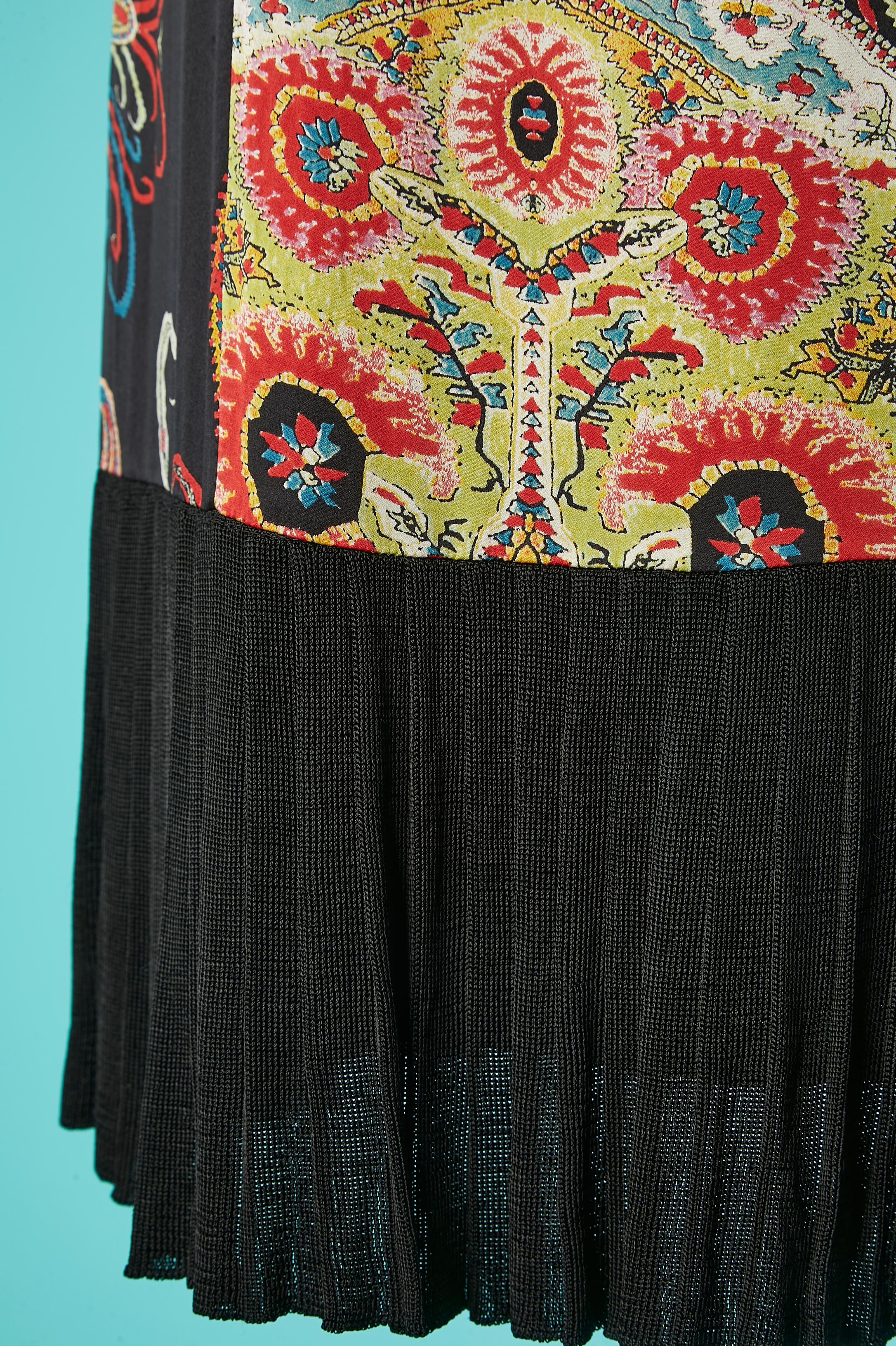 Printed and pleated skirt with cut-work Christian Lacroix Bazar  In Excellent Condition For Sale In Saint-Ouen-Sur-Seine, FR